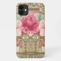 Oh So Girly Pink and Gold Vintage Floral iPhone 11 Case