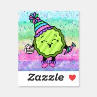 Birthday Pickle | Pink and Purple Birthday Hat   Sticker