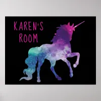 Personalized Purple and Blue Magical Unicorn Poster