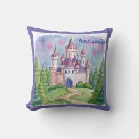 Fantasy Castle in Pink and Purple Throw Pillow