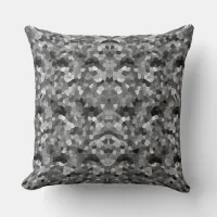 Black and Gray Abstract Mosaic Throw Pillow