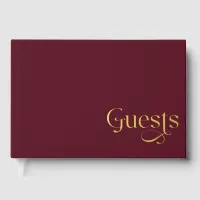 Elegant Modern Burgundy Wedding Foil Guest Book