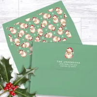 Green Vintage Retro Santa Claus Return Address Envelope