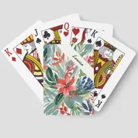 Festive Red Poinsettia Elegant Watercolor Flowers Pinochle Cards