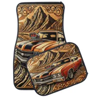 Muscle Car Adventure in Mountains Car Floor Mat