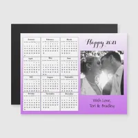 Wedding Photo Purple Gradient  Mini 2021 Calendar Magnetic Invitation