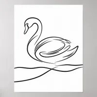 Swan Line Art Poster | Irish River Wildlife