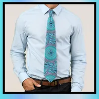 Hand Drawn Blue Swirl Pattern  Neck Tie