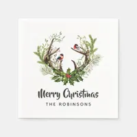 Watercolor Rustic Reindeer Christmas Party Napkins