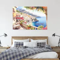 Amalfi Coast Italy Watercolor Sketch  | Canvas Print