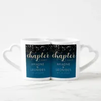Elegant Peach Oceanic Blue Wedding A New Chapter Coffee Mug Set