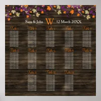 Barnwood Rustic plum fall wedding seating plan Poster