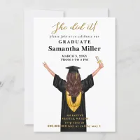 Modern Minimalist Photo She Did It Graduation Invitation