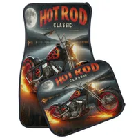 Vintage Motorcycle Under Moonlight Car Floor Mat