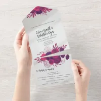 Bright & Bold Hot Pink and Purple Floral Wedding All In One Invitation