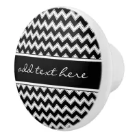 Black and White Chevrons Ceramic Knob