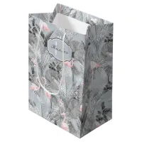 Flamingo Orchid Tropical Pattern Gray ID868 Medium Gift Bag
