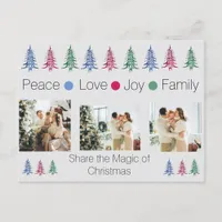 Multi-Colored Christmas Pagoda Tree 3-Photo  Holiday Postcard