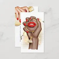 Red and Gold Glam Chic Makeup Artist Business Card