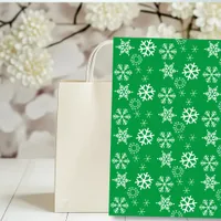 White Snowflakes and Green Background Christmas Tissue Paper