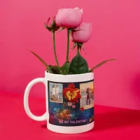 Custom Photos & Name Heart Be My Valentine Mosaic Coffee Mug
