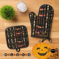 Happy Halloween Monsters Oven Mitt & Pot Holder Set