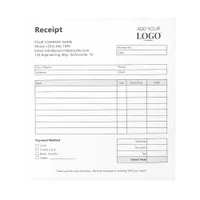 Sales Receipt Template |  Minimalist Business Form Notepad