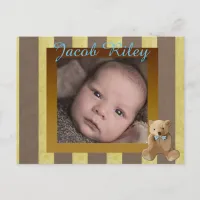 Brown and Gold Baby Boy Birth Announcement