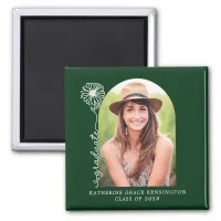 Forest Green Handwritten Floral Arch Graduation Magnet