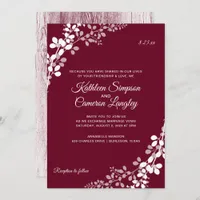 Baby's Breath Rustic Wood Wedding | Marsala Invitation