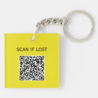 Solid Color QR code Scan if lost Neon Canar Yellow Keychain
