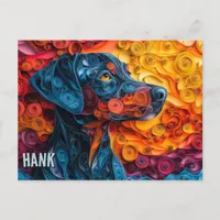 Doberman Paper Quilling Art Dog Portrait Postcard