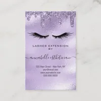 Glitter Purple Eyelash Extension Client Record Business Card