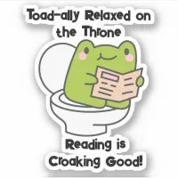 Toad-ally Relaxed Reading Frog Sticker