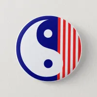 Red White and Blue Yin Yang Button