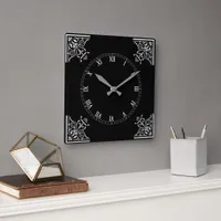 Bold Black and White Vintage Personalized  Square Wall Clock