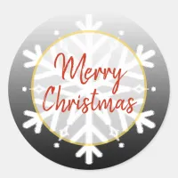 Black and White Snowflake Merry Christmas Classic Round Sticker