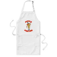 Pizza Partier Funny Cartoon Slice Design Long Apron