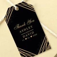 Black And Gold Geometric Abstract Thank You Favor Gift Tags