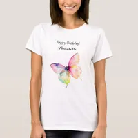 Delicate Pink Butterfly in Pastel Rainbow Colors T-Shirt