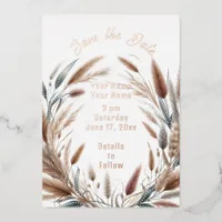 Rustic Pampas Foil Invitation