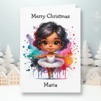 Merriest Christmas Ballerina Coloring Page Girl's Card