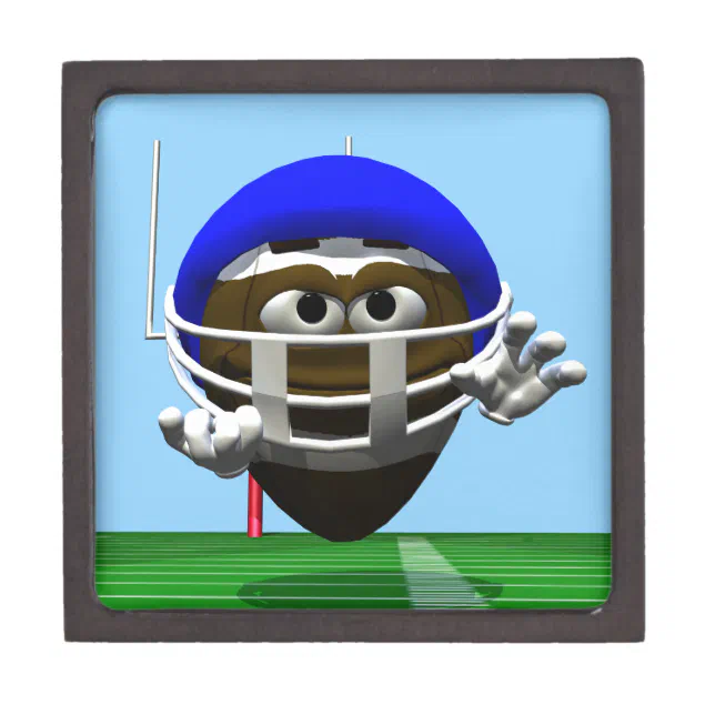 Funny Cartoon Football in a Helmet Keepsake Box