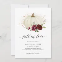 Elegant Fall Wedding Pumpkin Burgundy Roses Invitation