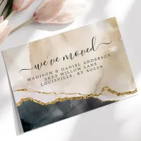 Watercolor Pink Black Gold Moving Announcement