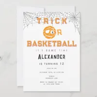 Halloween Basket Ball Trick or Basketball Birthday Invitation