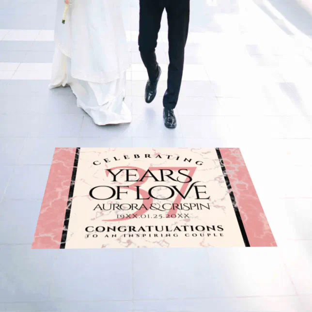 Elegant 37th Alabaster Wedding Anniversary Floor Decals