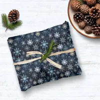 Elegant Vintage Blue White Snowflake Pattern Tissue Paper