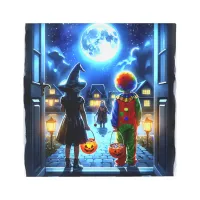 Witch and Clown looking at a Monster Halloween Metal Print