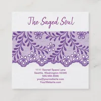 New Age Occult Shop Amethyst Floral Lace Square Business Card